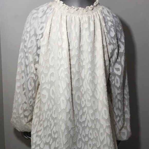 Michael Kors Women's Peasant Blouse Boho Size XL White Ruffled Collar - Picture 6 of 7